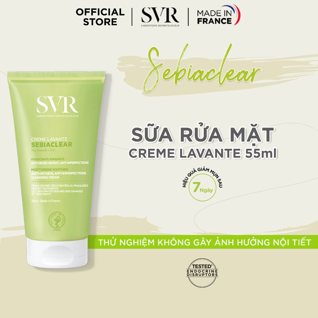 Gel-Rua-Mat-SVR-Khong-Chua-Xa-Phong-Cho-Da-Dau-Mun-55ml Gel Rửa Mặt SVR Không Chứa Xà Phòng Cho Da Dầu Mụn 55ml