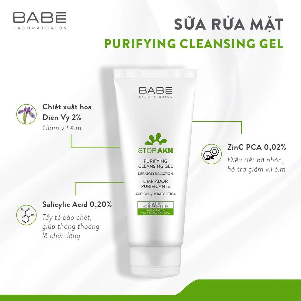 Sữa Rửa Mặt Laboratorios Babé Dịu Êm Cho Da Dầu, Mụn 200ml