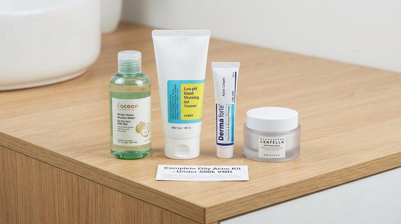 Routine skincare da dầu mụn giá học sinh dưới 500k ngon bổ rẻ